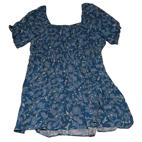 Torrid Womens Mini Puff Sleeve Devy Floral Bluesteel Dress w/ pockets Size 3 NWT - Picture 4 of 11
